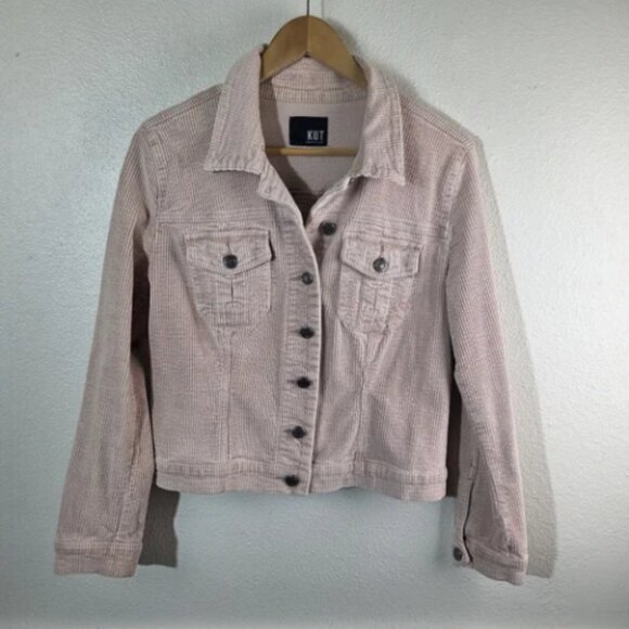 Kut from the Kloth Jackets & Blazers - KUT From The Kloth Pink Corduroy Trucker Jacket Women’s Small Button Front READ